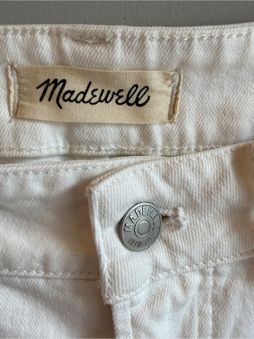 Madewell The Perfect Vintage Jean White High Rise Cropped Raw Hem 16W